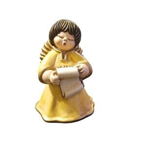 THUN Vintage Italian Pottery Bolzano Angel Scroll Of Hearts Gold Color Rare